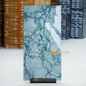 undefined-Ice Blue Crystalline High Glossy Vitrified Marble Tile Code40349 600x1200mm 2Pc