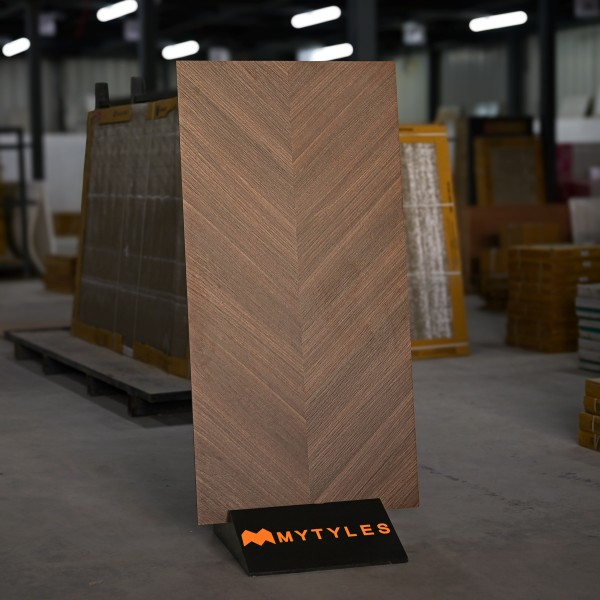 Wooden Floor Tiles-Vitrified Brown Wooden Floor and Wall Tile Code30432 (600x1200mm, Matt)