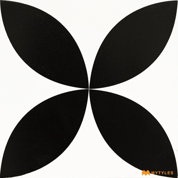Moroccan Tiles-White and Black Moroccan Floor and Wall Tile Code32958 (300x300mm, Matt)