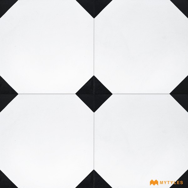 Moroccan Tiles-White and Black Moroccan Floor and Wall Tile Code3230 (300x300mm, Matt)