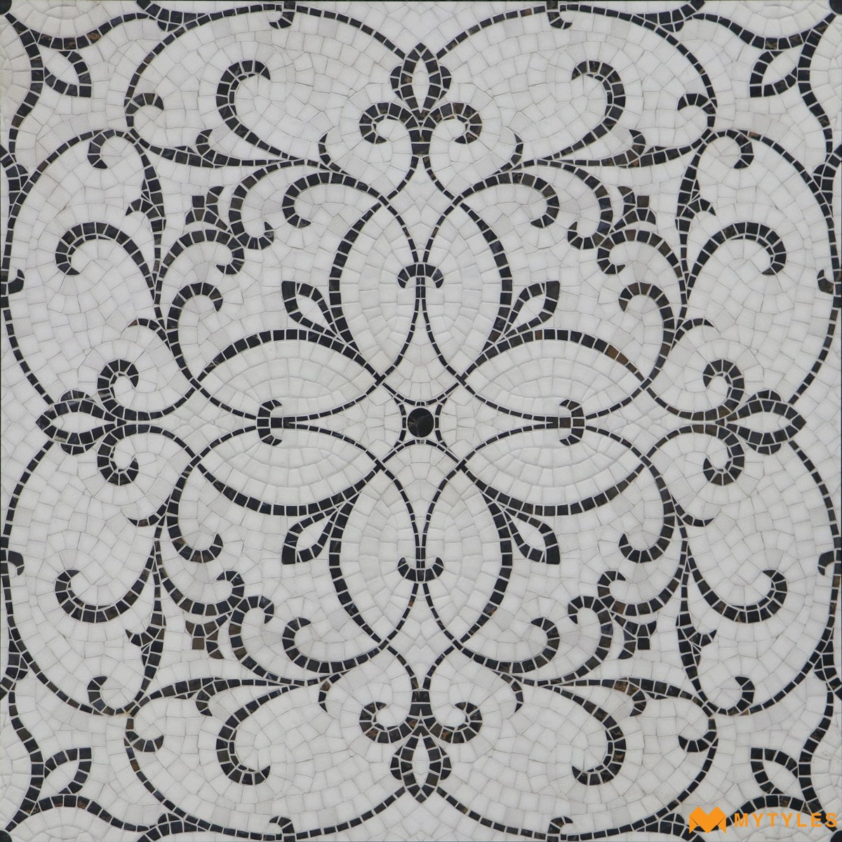 Buy 600x600 mm White and Black Moroccan Floor And Wall Tile