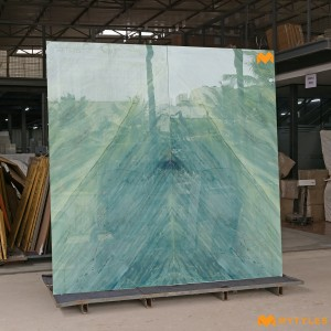 undefined-Vitrified Green Bookmatch Floor and Wall Tile Code35773A/B (1200x2400mm, Glossy)