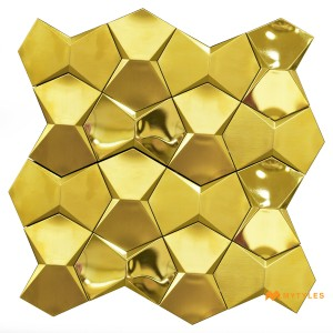 undefined-Imported Gold Mosaic Wall Tile Code32765 (297x297mm, Metallic)