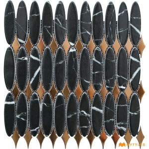 undefined-Imported Black Glass Mosaic Tile Code29368 (298x299mm, Glossy)