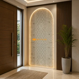 undefined-Vitrified Silver Mirror Art Poster Wall Tile Code31933 (4x8ft, Mirror, 4Pcs)