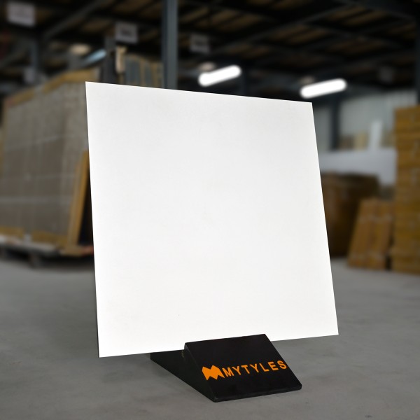 Solid Color Tiles-Vitrified Plain White Floor and Wall Tile Code27366 (600x600mm, Matt)