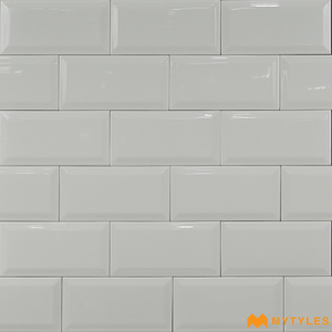 undefined-White Beveled Subway Tile Code1134 (100x200mm, Glossy)