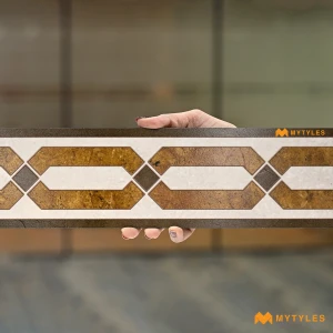 undefined-Beige Elongated Chain Matt Border Tile Code39824 100x600mm 12Pc