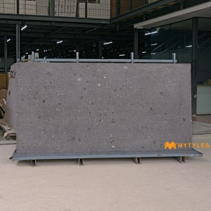 undefined-Full Body Vitrified Black Terrazzo Floor Tile Code35395 (1200x2400mm, Matt)