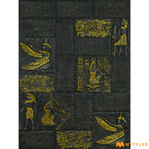 undefined-Black Egyptian Design Mural (Random Size, Resin)