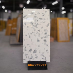 undefined-Vitrified White Terrazzo Floor and Wall Tile Code26411 (600x1200mm, Glossy)
