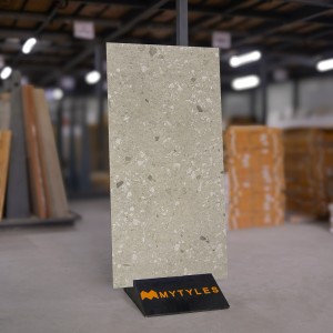 undefined-Vitrified Gray Terrazzo Floor and Wall Tile Code33039 (600x1200mm, Matt)
