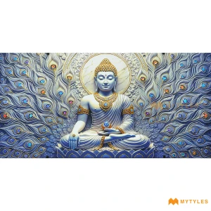 undefined-Vitrified Buddha Wall Poster Tile Code38292 (600x1200mm, Matt with Glitter)
