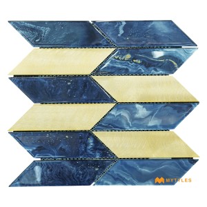 undefined-Blue Metal Mosaic Wall Tile Code31563 (300x300mm, Metallic)