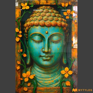 undefined-Vitrified Blue Buddha Poster Wall Tile Code35716 (4x6 Feet Glossy)