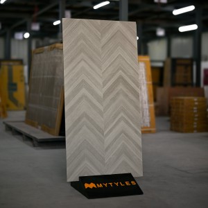 undefined-Gray Chevron Pattern Wooden Floor and Wall Tile Code25011 (600x1200mm, Matt)