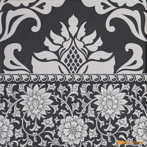 undefined-Vitrified Black Carpet Border Floor and Wall Tile Code38653B (200x200mm, Matt)