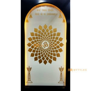 undefined-Vitrified Cream Temple Mandir Art Poster Wall Tile Code31934 (4x8ft, Matt, 4Pcs)