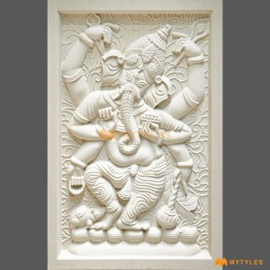 undefined-Mint Dancing Ganesha Stone Mural Code33049 (2x3 Feet, Stone)-MYTMU045