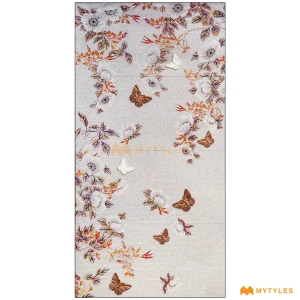 undefined-Vitrified Butterfly Bloom Art Wall Poster Tile Code38770 (4x8 Feet, Matt)