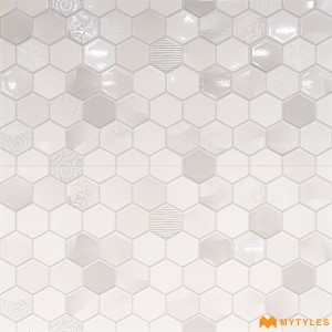 undefined-Ceramic White Geometric Wall Tile Code33985 (300x600mm, Glossy)