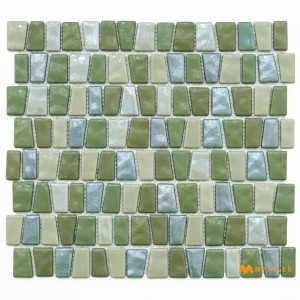 undefined-Imported Green Mosaic Wall Tile Code32682 (276x302mm, Glossy)
