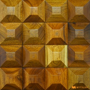 undefined-Brown 3D Wooden Mosaic Wall Tile Code31568 (304x304mm, Matt)
