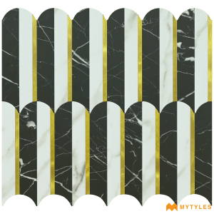 undefined-Black Metal Mosaic Wall Tile Code25591 (300x300mm, Metallic)