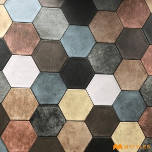 undefined-Imported Random Color Hexagon Tile Code1719 (228x198mm, Rustic Matt)