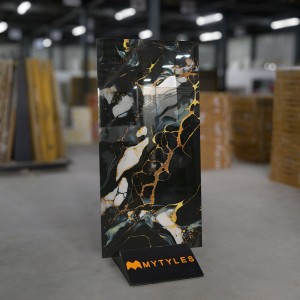 undefined-Vitrified Black Floor and Wall Tile Code28617 (600x1200mm, Glossy)