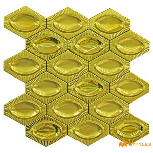 undefined-Gold Metal Mosaic Wall Tile Code25601 (300x300mm, Metallic)