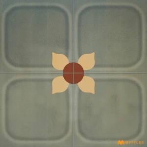 undefined-Green Athangudi Floor and Wall Tile Code37976 (600x600mm, Satin)