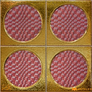 undefined-Ceramic Red Geometric Wall Tile Code38986 (300x300mm, Metallic)