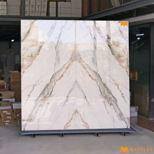 undefined-Bookmatch Vitrified Cream Slab Tile Code35088AB (1200x2400mm, Glossy)