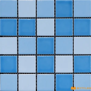 undefined-Blue Swimming Pool Mosaic Floor and Wall Tile Code39334 (303x303mm, Glossy)