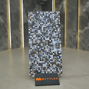 undefined-Vitrified Blue Mosaic Floor and Wall Tile Code28017 (600x1200mm, Matt/Glossy)