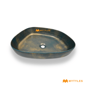 undefined-Quartz Turquoise Gold Wash Basin Code16868 (400x540mm, Matt)
