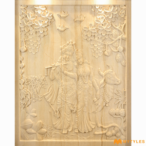 undefined-Natural Stone Mural Radhakrishna MYTMU016 Code22695 (1200x1500mm, Sandstone)