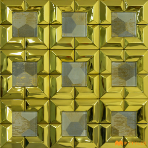 undefined-Gold Metal Mosaic Wall Tile Code25596 (300x300mm, Metallic)
