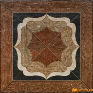 undefined-Brown Rosette Medallion Carving Matt Ceramic Moroccan Tile Code40647 300x300mm