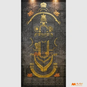 undefined-Natural Stone Sacred Gold Mandala Mural Code37815 (1200x2400mm, Stone)