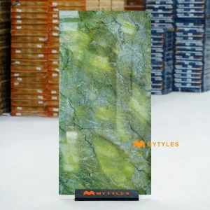 undefined-Verde Fusion Green Onyx Hi-Gloss Vitrified Marble Tile Code40615 600x1200mm 2Pc