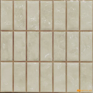 undefined-Ceramic Cream Geometric Wall Tile Code32579 (300x300mm, Glossy)