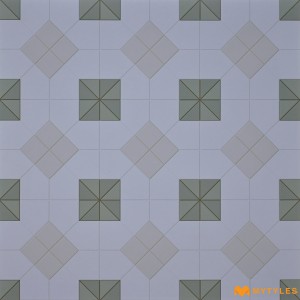 undefined-Imported Green Geometric Floor and Wall Tile Code11295 (600x600mm, Matt)