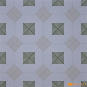 undefined-Imported Green Geometric Floor and Wall Tile Code11295 (600x600mm, Matt)
