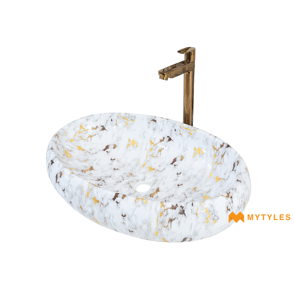 Table Top Wash Basin-Ceramic Designer Wash Basin Code19045 (360x560x130mm, Glossy)-8048 AR53