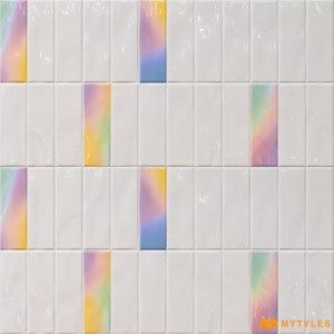 undefined-Ceramic White Geometric Wall Tile Code35934 (300x600mm, Glossy)