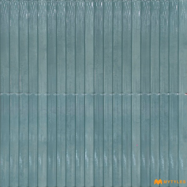 Geometric Tiles-Ceramic Blue Fluted Wall Tile Code31665 (300x600mm, Glossy)
