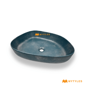 undefined-Quartz Turquoise Silver Wash Basin Code16871 (400x540mm, Matt)