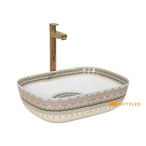 undefined-Ceramic White Wash Basin Code34617 (455x320x135mm, Glossy)